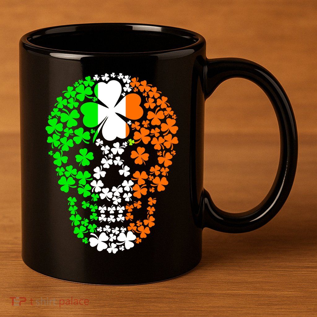 Irish Skull Ireland Clover 11oz C Handle Ceramic Mug