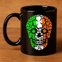 Irish Skull Ireland Clover 11oz C Handle Ceramic Mug