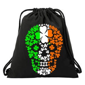 Irish Skull Ireland Clover Drawstring Bag