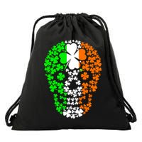 Irish Skull Ireland Clover Drawstring Bag