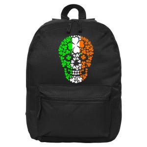 Irish Skull Ireland Clover 16 in Basic Backpack