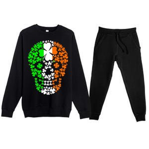 Irish Skull Ireland Clover Premium Crewneck Sweatsuit Set