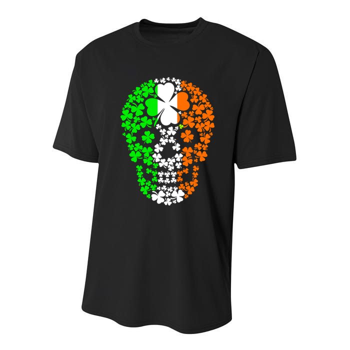 Irish Skull Ireland Clover Youth Performance Sprint T-Shirt