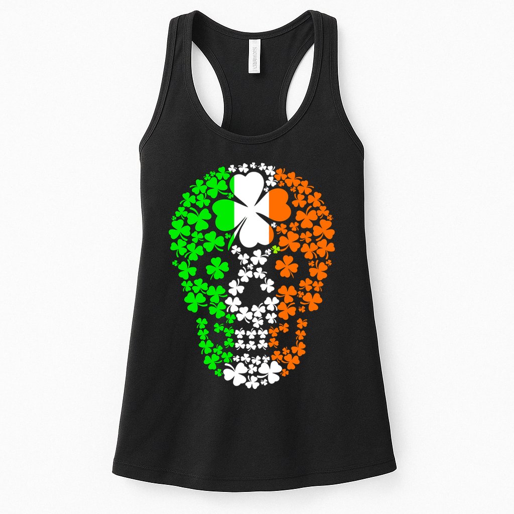 Irish Skull Ireland Clover Womens Tank Top