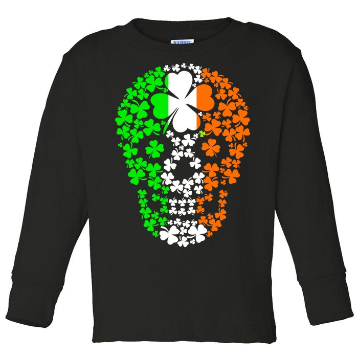 Irish Skull Ireland Clover Toddler Long Sleeve Shirt