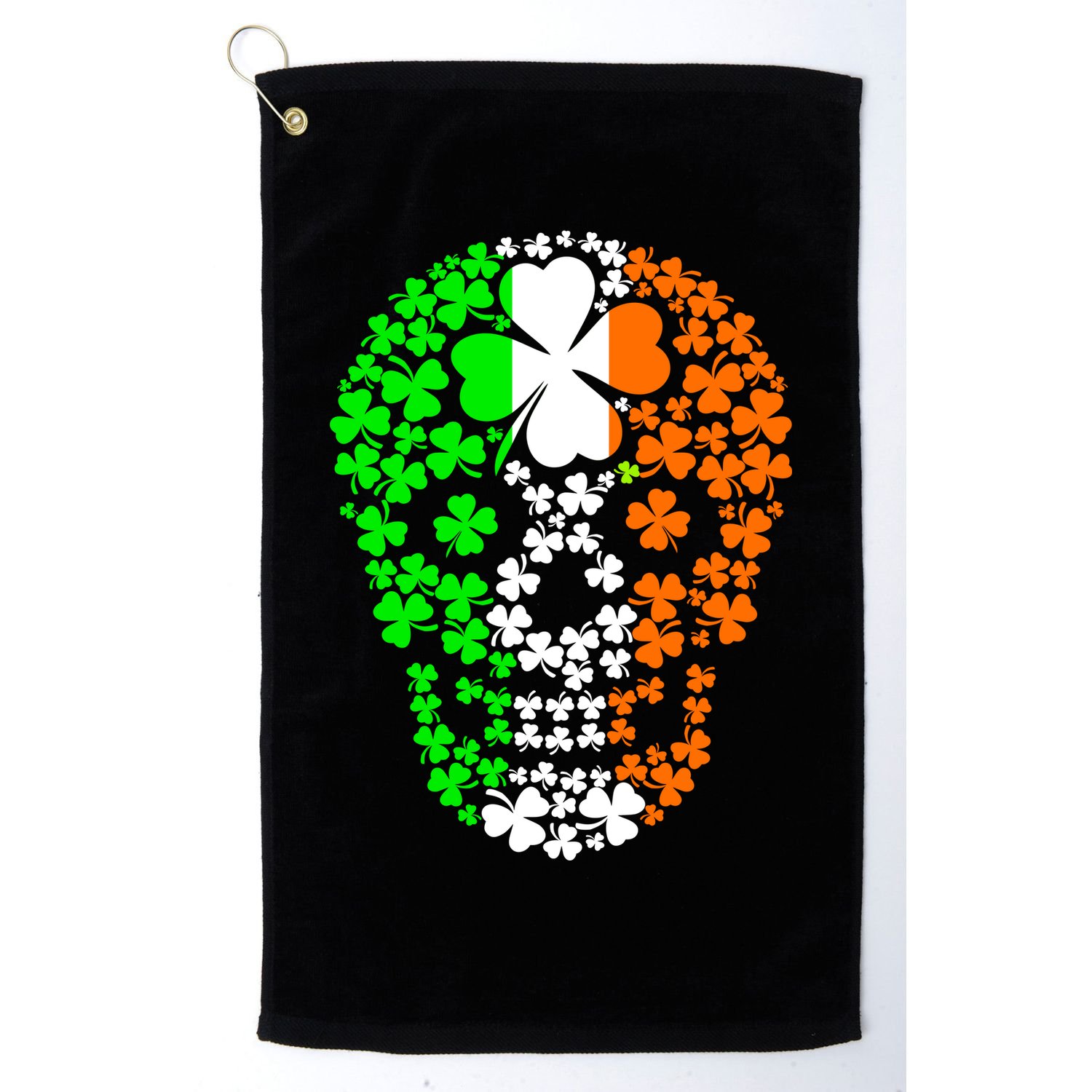 Irish Skull Ireland Clover Golf Towel