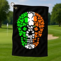 Irish Skull Ireland Clover Golf Towel