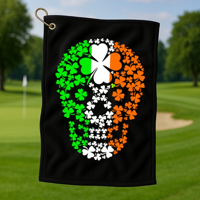 Irish Skull Ireland Clover Golf Towel