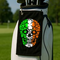 Irish Skull Ireland Clover Golf Towel