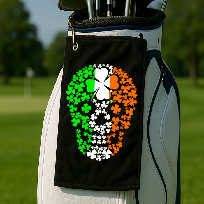 Irish Skull Ireland Clover Golf Towel