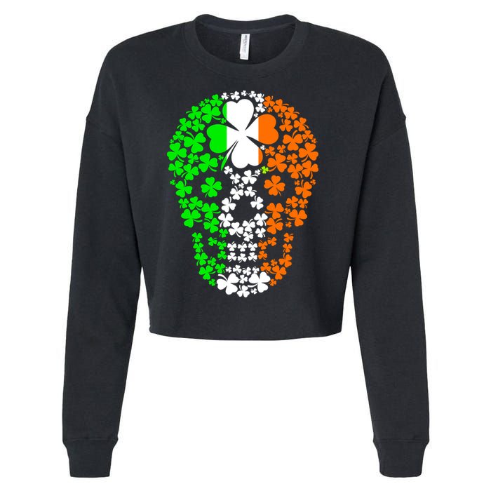 Irish Skull Ireland Clover Cropped Pullover Crew