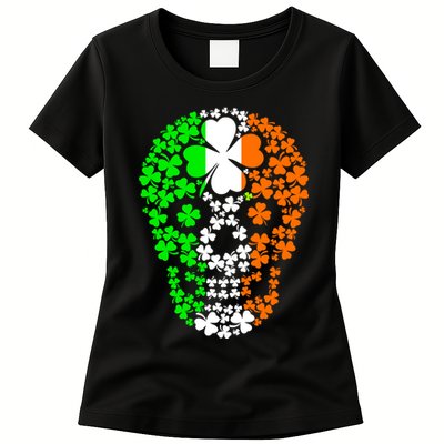 Irish Skull Ireland Clover Womens T-Shirt