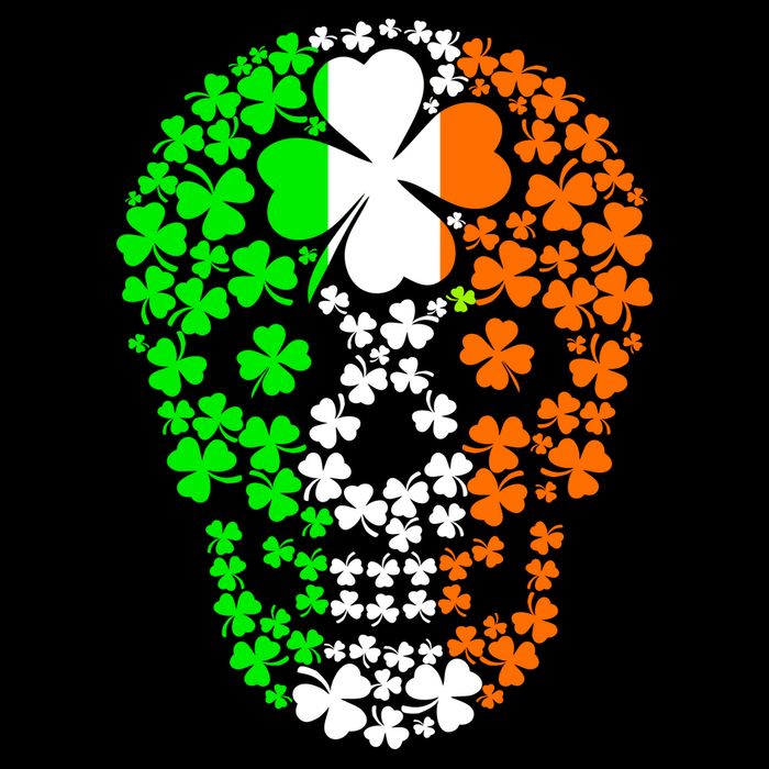 Irish Skull Ireland Clover Women's V-Neck T-Shirt