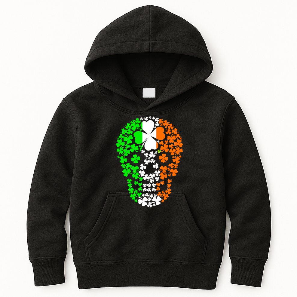 Irish Skull Ireland Clover Kids Hoodie