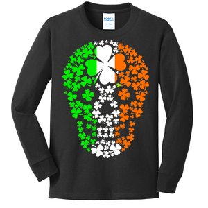 Irish Skull Ireland Clover Kids Long Sleeve Shirt