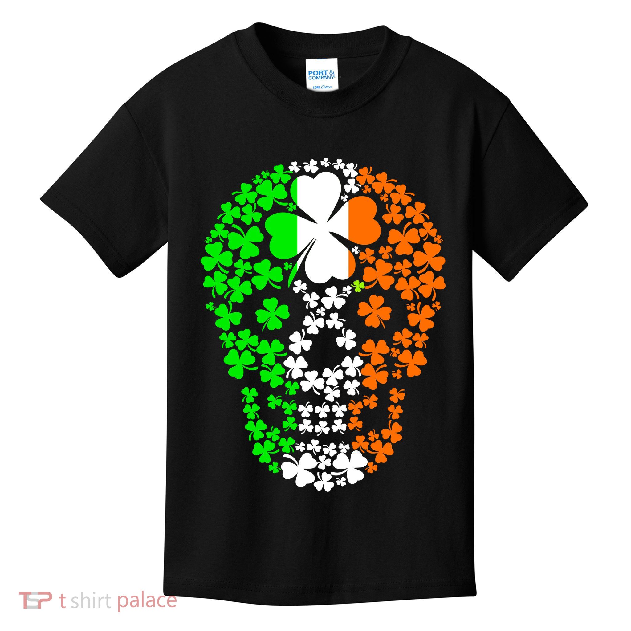 Irish Skull Ireland Clover Kids T-Shirt