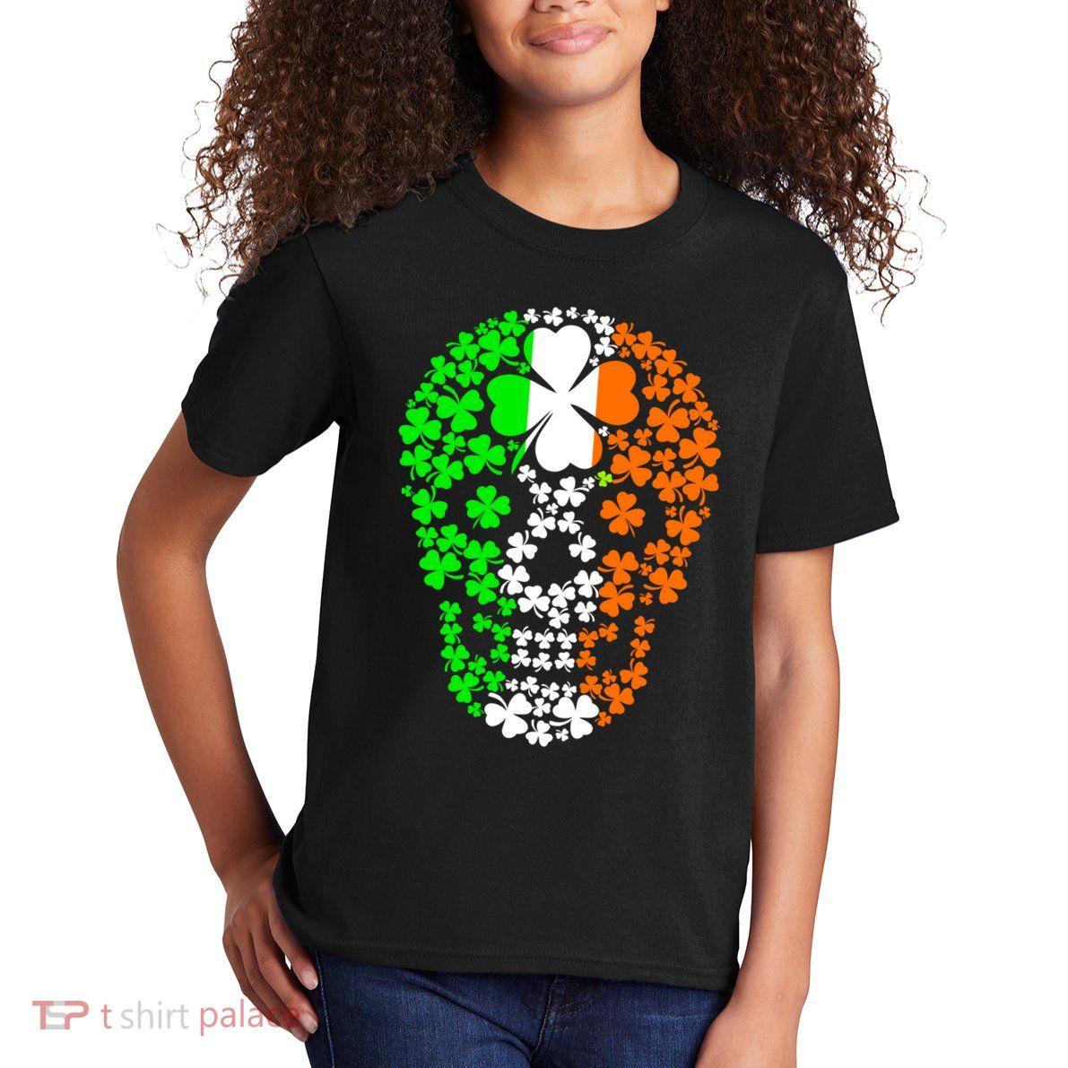 Irish Skull Ireland Clover Kids T-Shirt