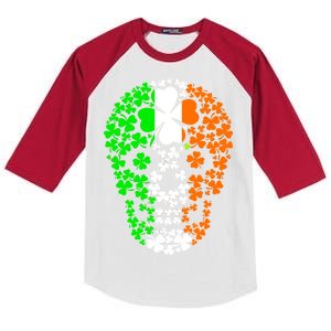 Irish Skull Ireland Clover Kids Colorblock Raglan Jersey