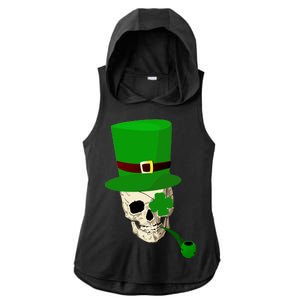 Irish Skull Smoking A Pipe Ladies PosiCharge Tri-Blend Wicking Draft Hoodie Tank