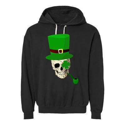 Irish Skull Smoking A Pipe Garment-Dyed Fleece Hoodie