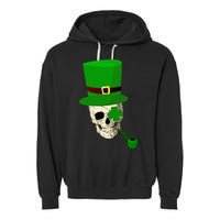 Irish Skull Smoking A Pipe Garment-Dyed Fleece Hoodie