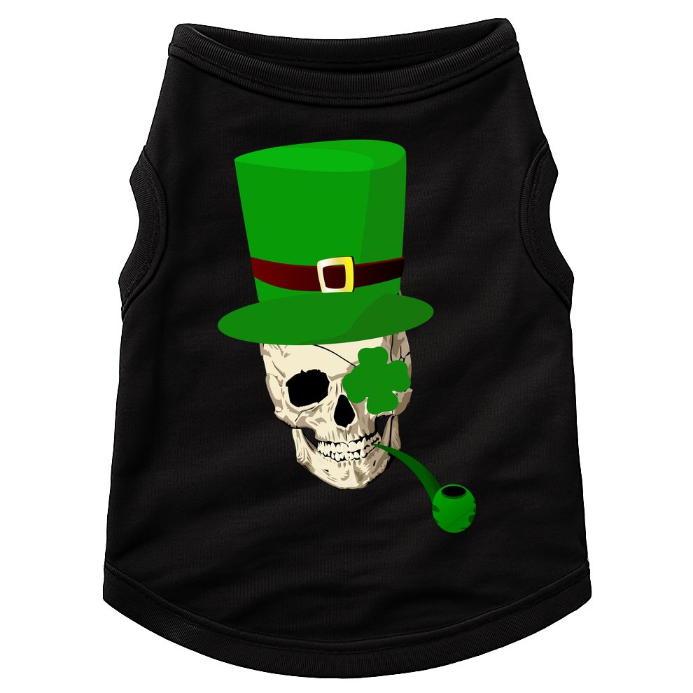 Irish Skull Smoking A Pipe Doggie Tank