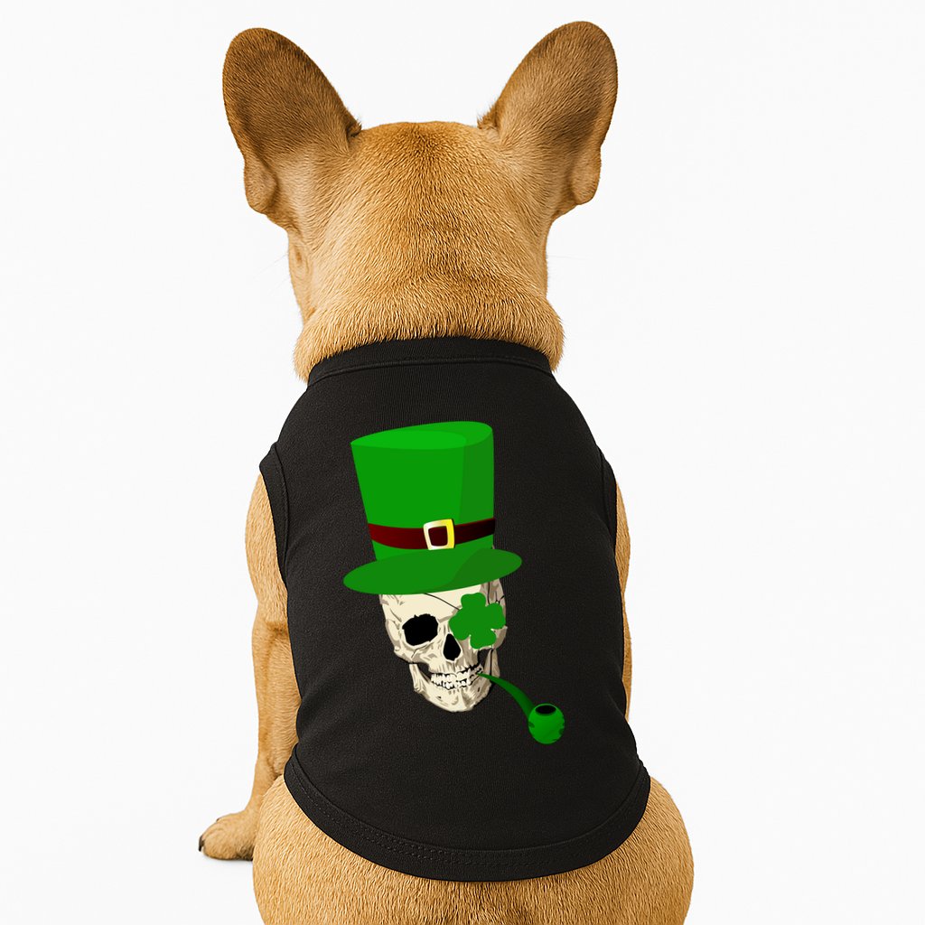 Irish Skull Smoking A Pipe Doggie Tank