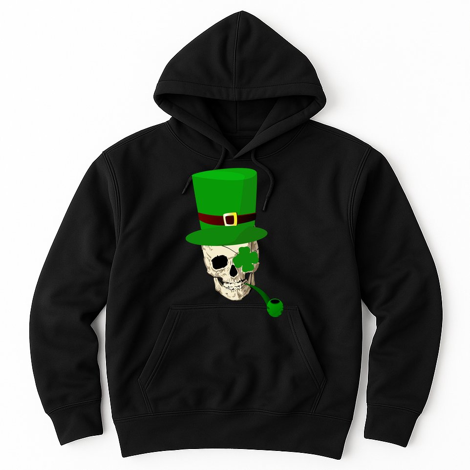 Irish Skull Smoking A Pipe Hoodie