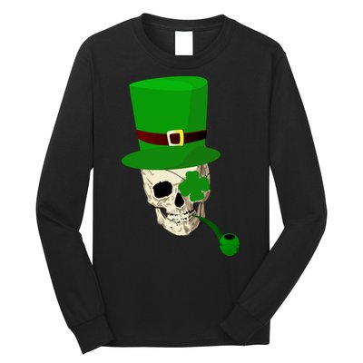 Irish Skull Smoking A Pipe Long Sleeve Shirt
