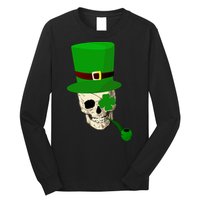 Irish Skull Smoking A Pipe Long Sleeve Shirt