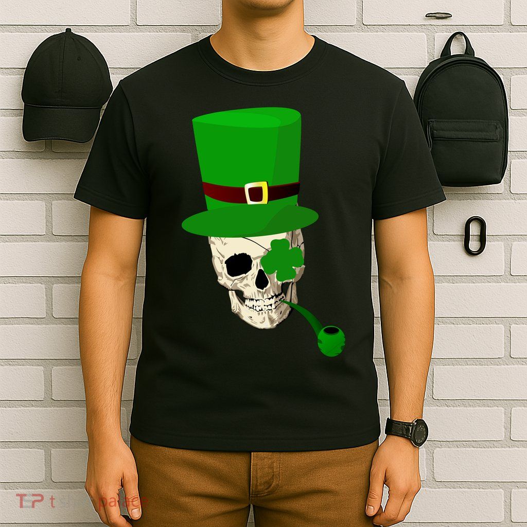 Irish Skull Smoking A Pipe T-Shirt