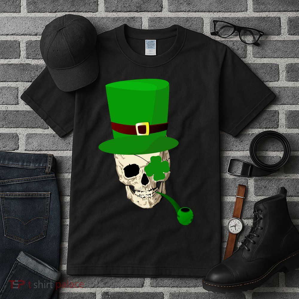 Irish Skull Smoking A Pipe Tall T-Shirt