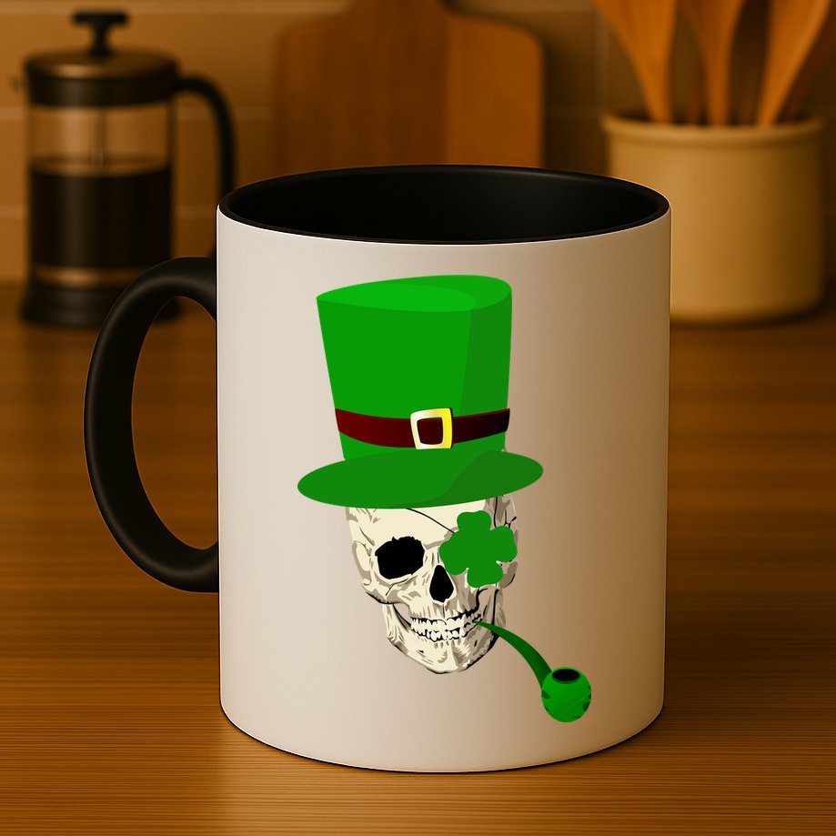 Irish Skull Smoking A Pipe Mug