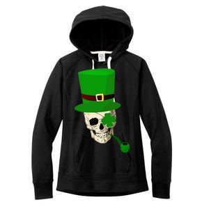 Irish Skull Smoking A Pipe Women's Fleece Hoodie