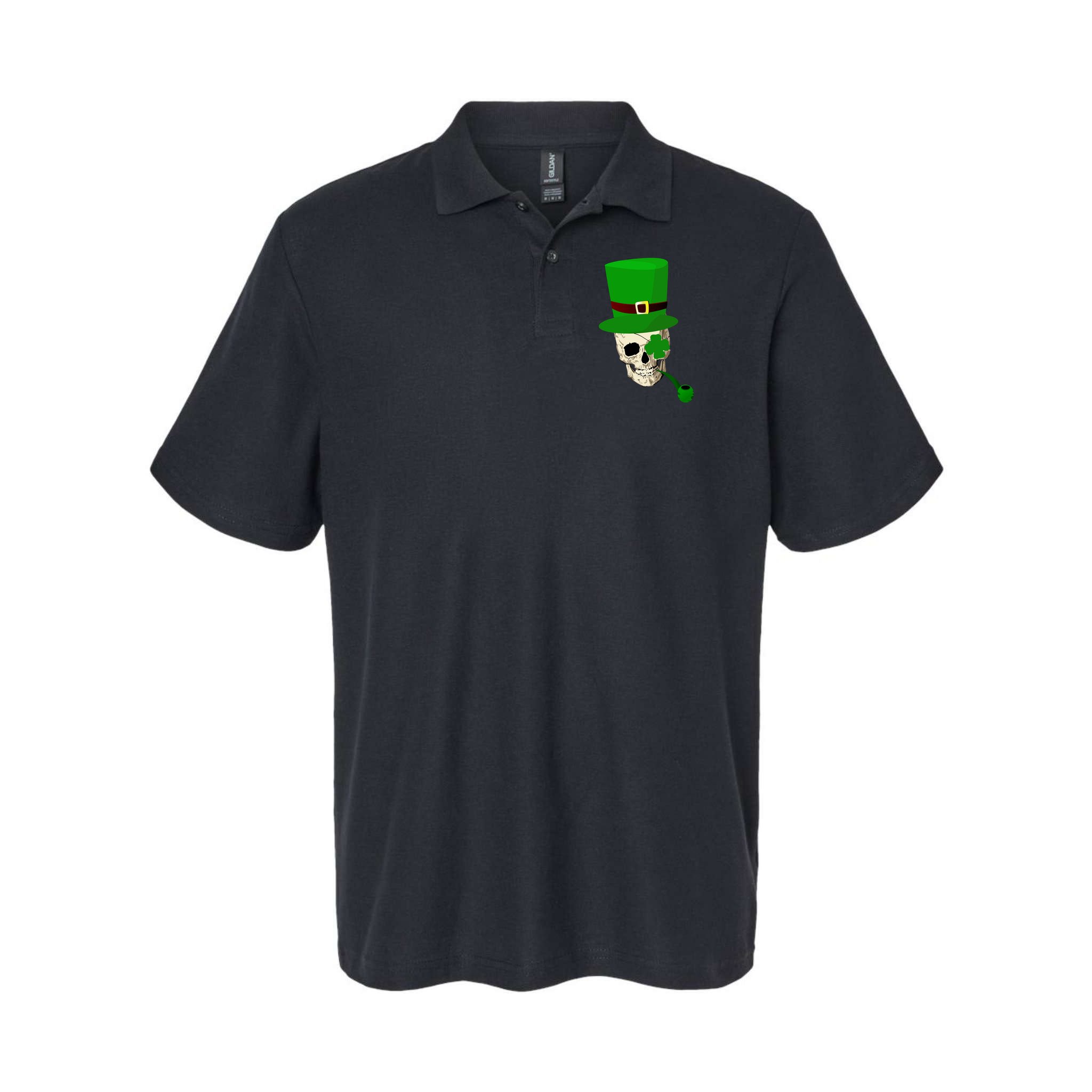 Irish Skull Smoking A Pipe Polo