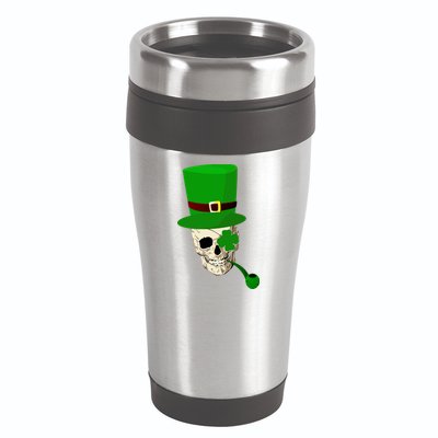 Irish Skull Smoking A Pipe 16oz Travel Tumbler