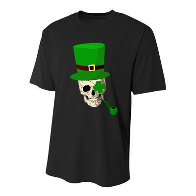 Irish Skull Smoking A Pipe Youth Performance Sprint T-Shirt