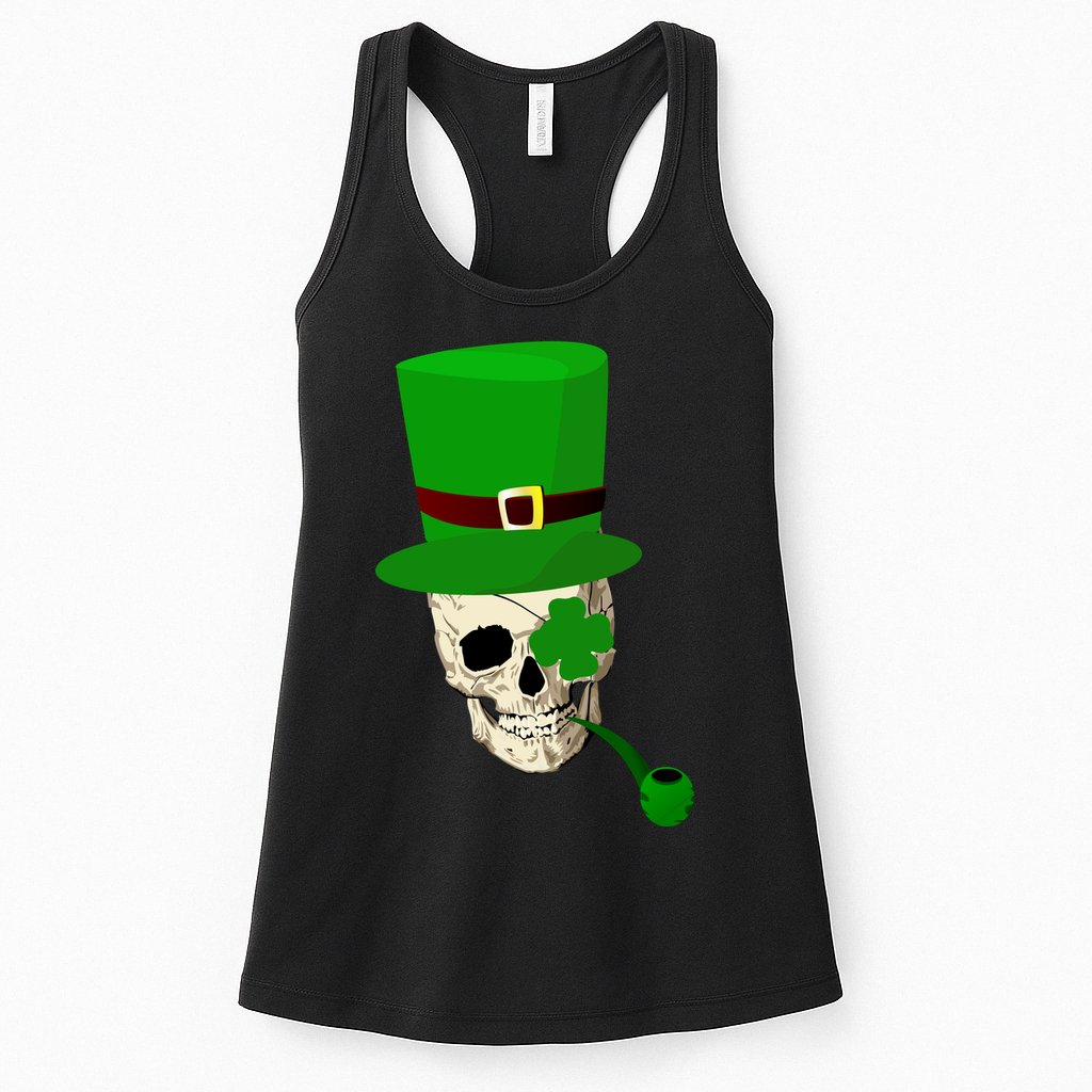 Irish Skull Smoking A Pipe Womens Tank Top