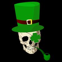Irish Skull Smoking A Pipe Pom Pom 12in Knit Beanie