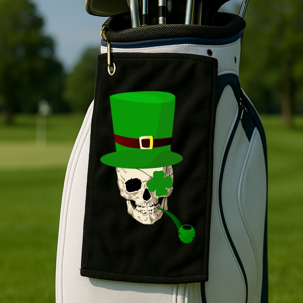 Irish Skull Smoking A Pipe Golf Towel