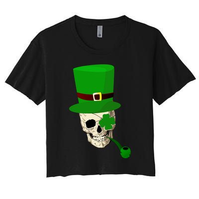 Irish Skull Smoking A Pipe Crop Top