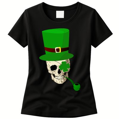 Irish Skull Smoking A Pipe Womens T-Shirt