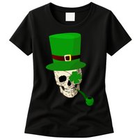 Irish Skull Smoking A Pipe Womens T-Shirt