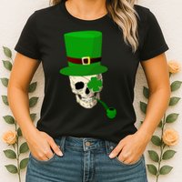 Irish Skull Smoking A Pipe Womens T-Shirt