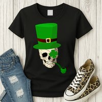 Irish Skull Smoking A Pipe Womens T-Shirt