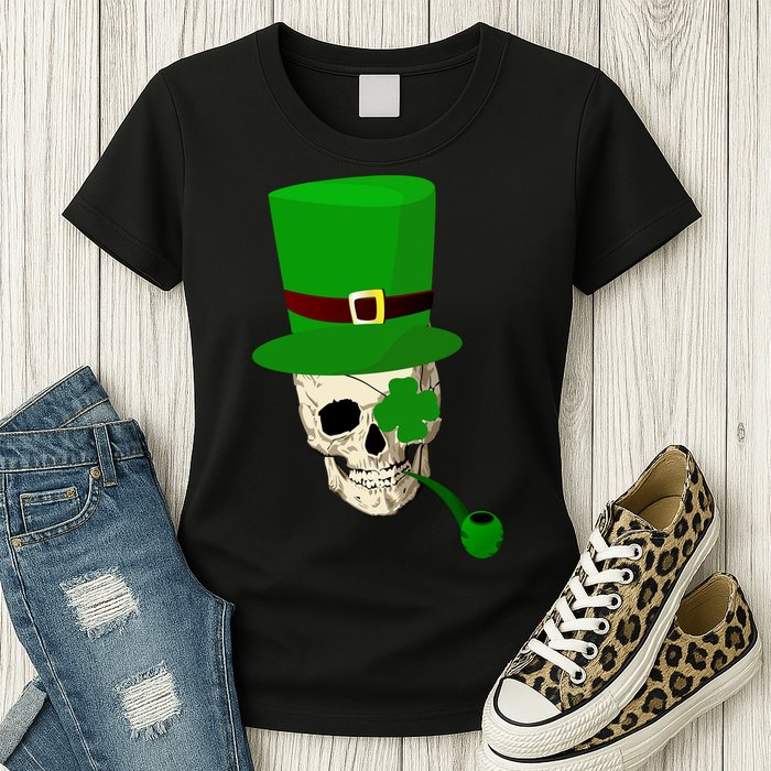 Irish Skull Smoking A Pipe Womens T-Shirt