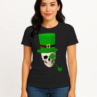 Irish Skull Smoking A Pipe Womens T-Shirt