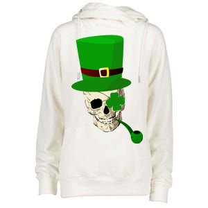 Irish Skull Smoking A Pipe Womens Funnel Neck Pullover Hood