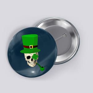 Irish Skull Smoking A Pipe Button