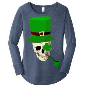 Irish Skull Smoking A Pipe Women's Perfect Tri Tunic Long Sleeve Shirt